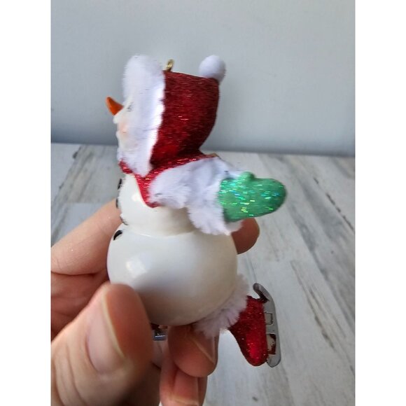 Ksa‎ Kurt Adler vintage snowman skier skating ornament Xmas tree glitter - Picture 4 of 10